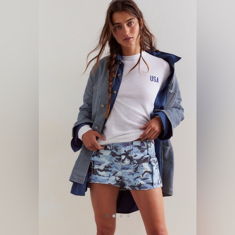 Free People All Yours Camo Micro Shorts